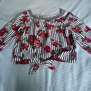 NOBO Red Floral Striped Blouse